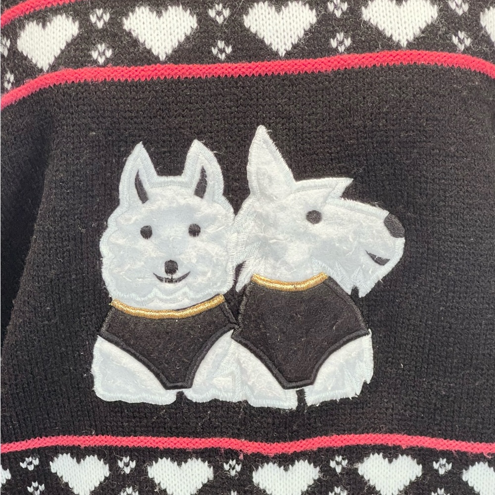 VINTAGE 80s Scottie dog terrier knit sweater pet lover Westie‎ west highland - Picture 9 of 14